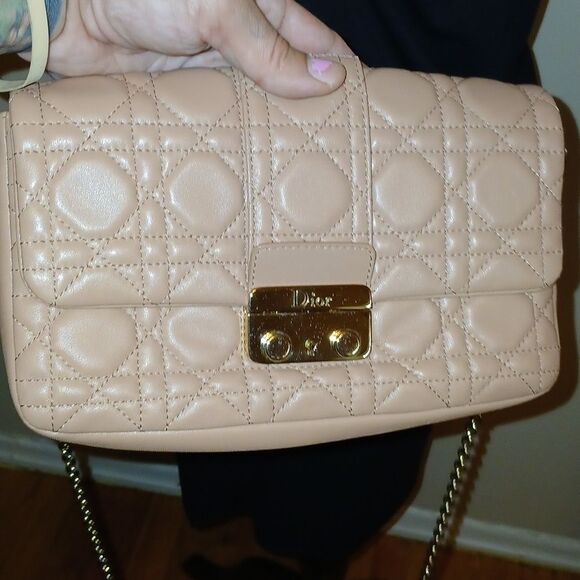 FINAL PRICE! Christian Dior Pink/Beige Leather Cannage Miss Dior Shoulder Bag - Picture 7 of 17